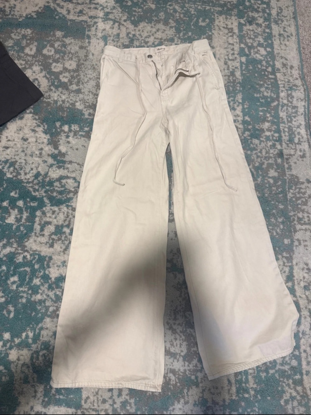 Madewell Cream Wide-Leg Drawstring Chinos